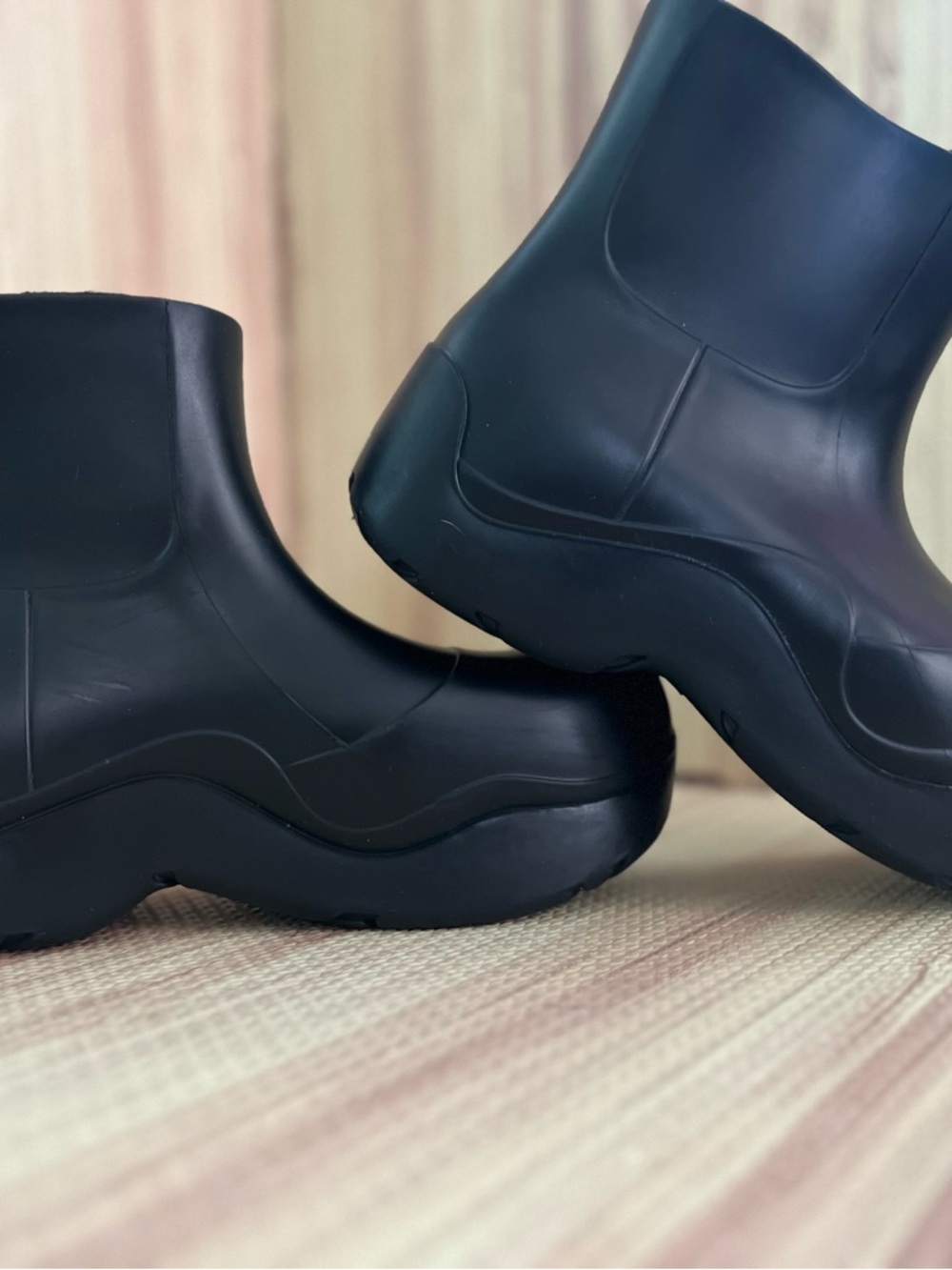 Chunky Platform Rain Boots in Black